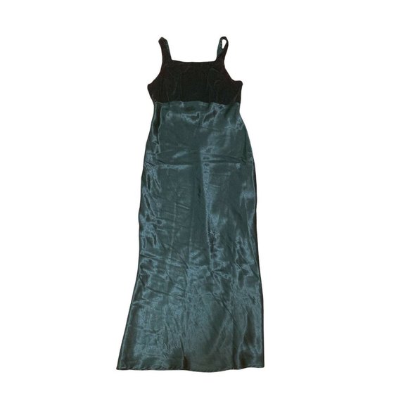 Mono New York Green Velvet Dress Belt Buckle Strap Front Slit Size 7/8 Formal - Picture 2 of 5